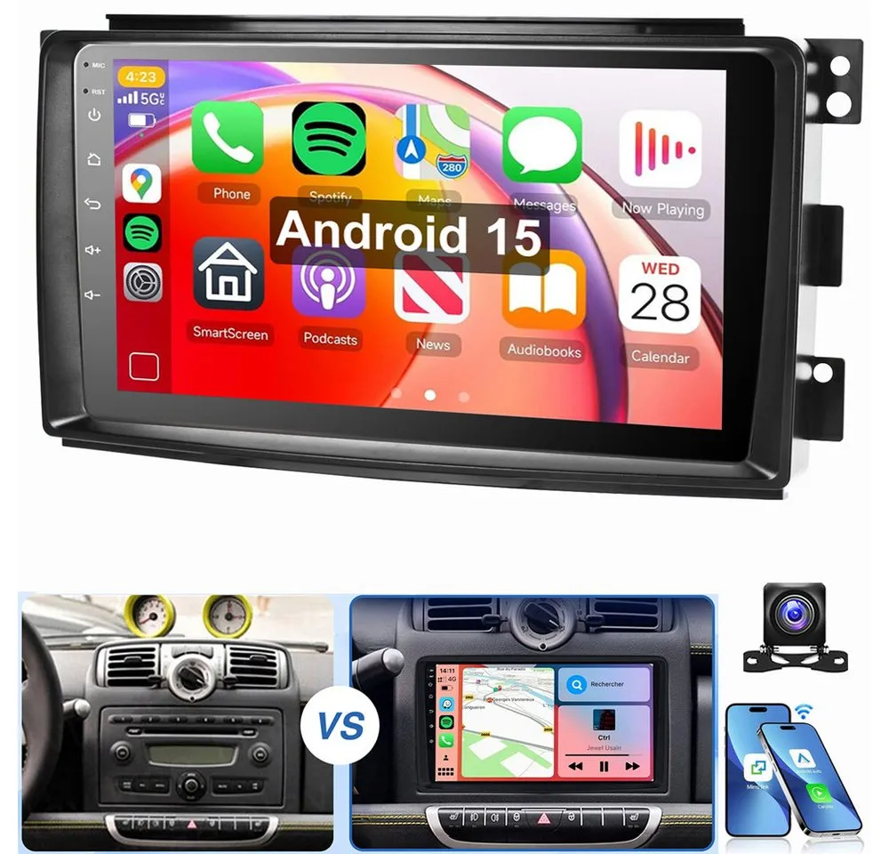 MOPECT Für Smart Fortwo 451 2005-2015 Android 15 NAVI Autoradio (RDS, Digitalradio (DAB), FM, AM)