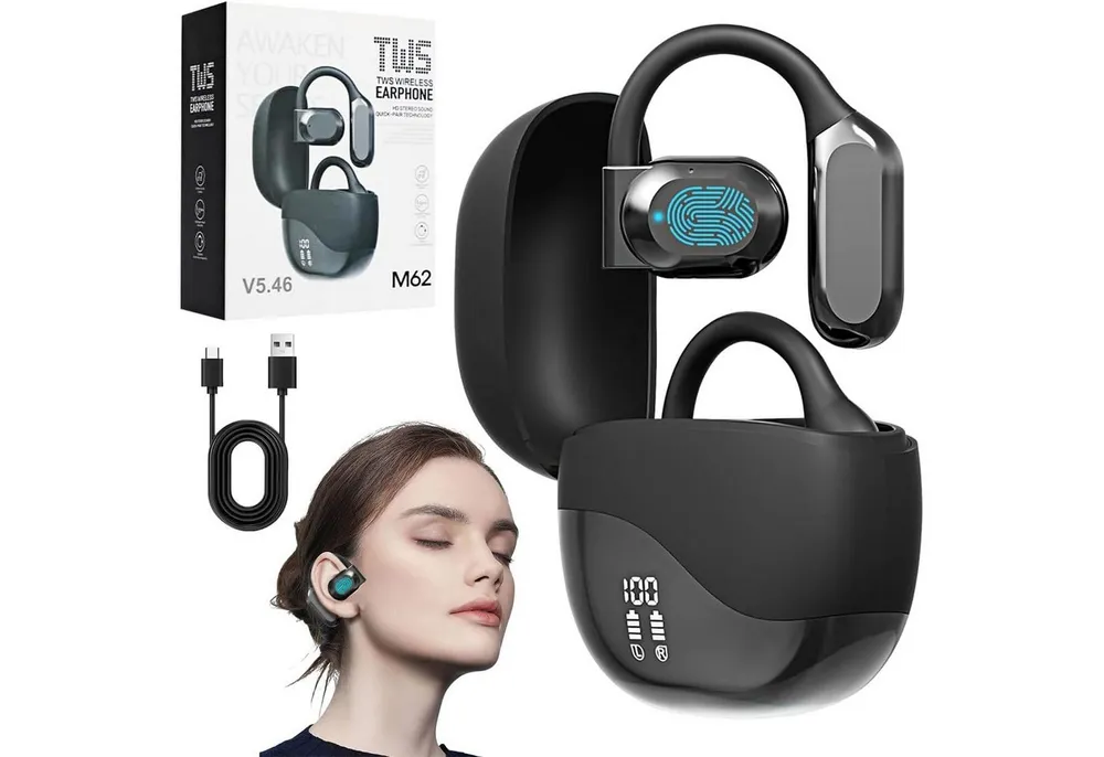 MOPUEA Bluetooth Kopfhörer Übersetzungs Kopfhörer Open-Ear-Kopfhörer Open-Ear-Kopfhörer (Clip-on Sport-Kopfhörer, Bluetooth 5.4, Offenes Ohrclip-Design, Echtzeit-Übersetzung in 144 Sprachen, Ohrhörer Übersetzergerät für Übung, Büro, Alltag, Arbeit, Reisen)