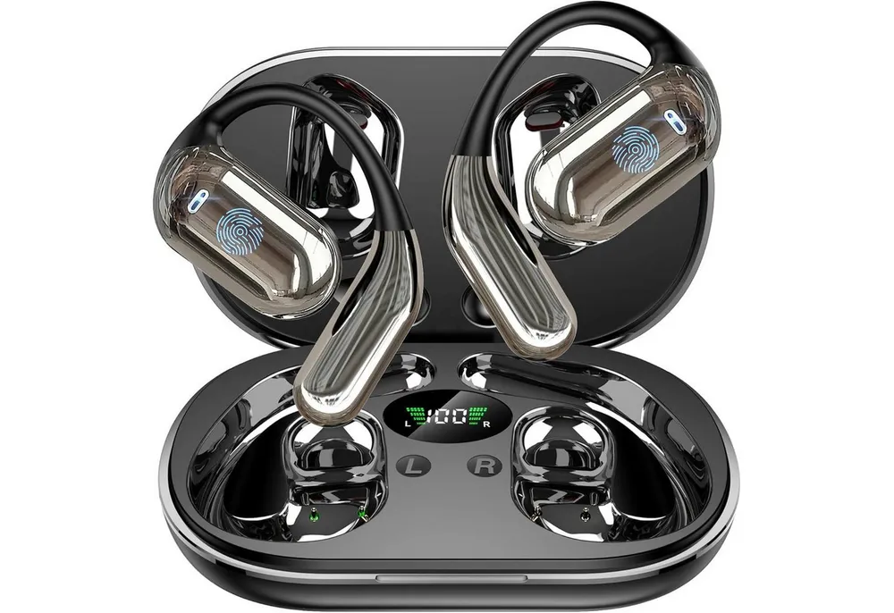 MOPUEA Bluetooth Kopfhörer Übersetzungs Kopfhörer Open-Ear-Kopfhörer Open-Ear-Kopfhörer (Clip-on Sport-Kopfhörer, Bluetooth 5.4, Offenes Ohrclip-Design, IPX7 Wasserdicht, Echtzeit-Übersetzung in 144 Sprachen, Ohrhörer Übersetzergerät für Übung, Büro, Alltag, Arbeit, Reisen)