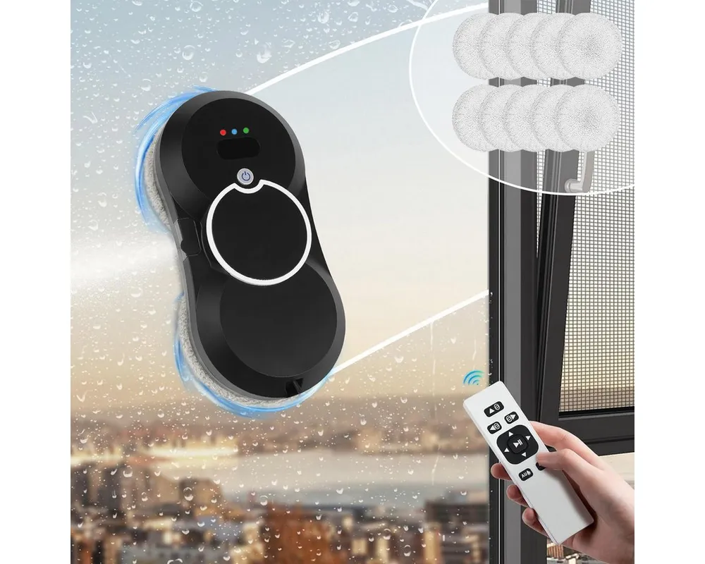 MOPUEA Fensterreiniger Fensterreiniger Elektrischer Fensterreiniger für Haus Fernbedienung EU, (1-St., Set, Ultradünner Körper und vielseitige Einsatzmöglichkeiten) mit 30mL-Wassertank und drei intelligente Pfadmodi