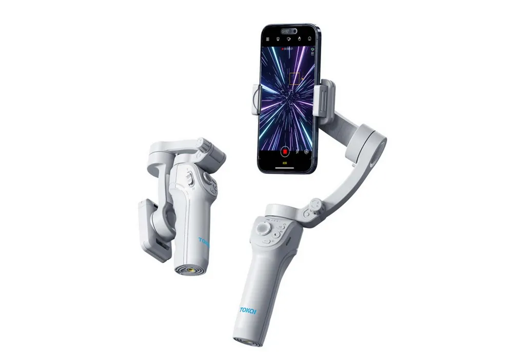 MOPUEA Gimbal tragbar faltbar mit Licht Stativ Dreiachsiger Smartphone-Gimbal Gimbal (3 Achsen Stabilisierung KI Tracking 8H Akku faltbar)
