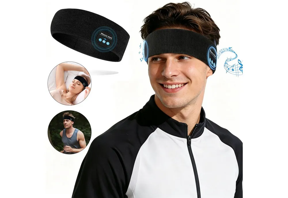 MOPUEA Schlafmaske Schlafkopfhörer Bluetooth Stirnband mit Musik Bluetooth-Kopfhörer (Augenbinde für Schlafen Sport Seitenschläfer Meditation Flugreisen)