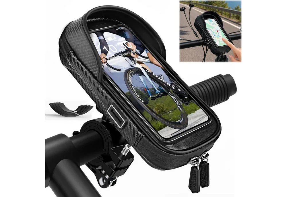 MOPUEA Smartphone-Halterung Optimierte wasserdichte Fahrrad Handyhalterung Lenkertasche Bis 7 Zoll, (bis 7 Zoll, 1-tlg., 360° Drehbare Fahrradhalterung Fahrradlenker Tasche für Lenker 10–40mm, Fahrradtasche mit Sonnenblende Stauraum für Navigation Und Alltag)