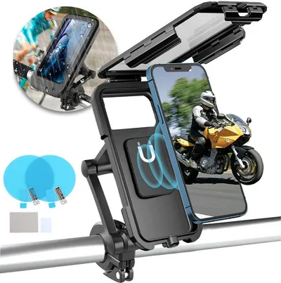 MOPUEA Smartphone-Halterung Wasserdicht Handyhalterung Handyhalter Fahrrad Lenkertasche Halter, (1-tlg., 360° Drehbarem Fahrradhalterung Handy Halterung)