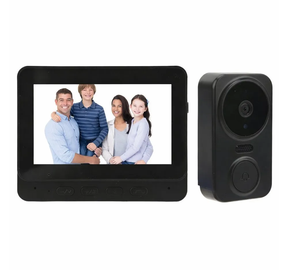 MOPUEA Video-Türsprechanlage Kabellose Video-Türklingel-Gegensprechanlage, Monitor mit HD-Türkamera