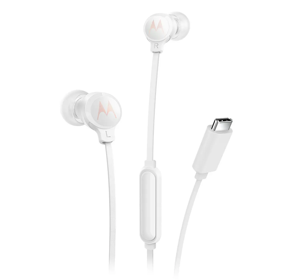 Motorola Earbuds 3C-S kabelgebundene USB-C Kopfhörer für Anrufe und Musik weiß