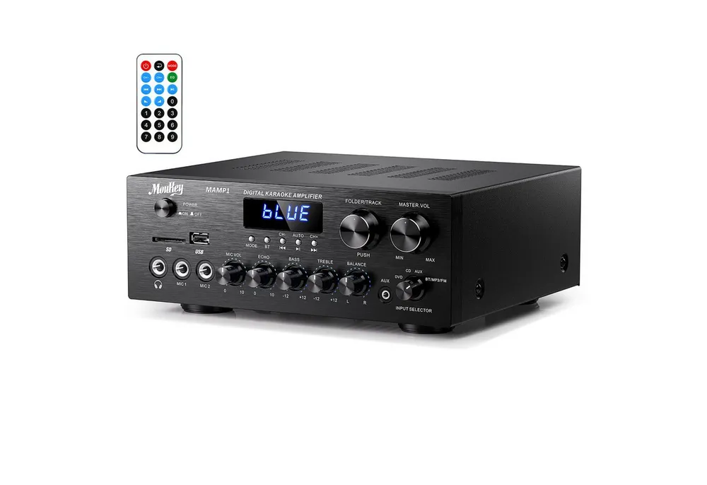 Moukey MAMP1 2-Kanal Stereo-Verstärker Leistungsverstärker Bluetooth Verstärker (220 W, 2 Kanäle)