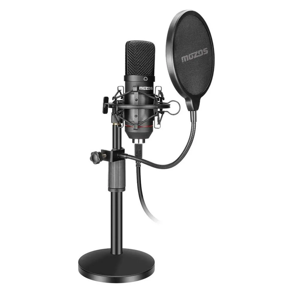 Mikrofon Mozos MKIT-900PRO USB cardioid mit Popschutz und Stativ