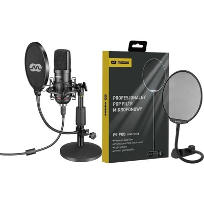 Mikrofon Mozos MKIT-900PRO USB cardioid mit Popschutz und Stativ