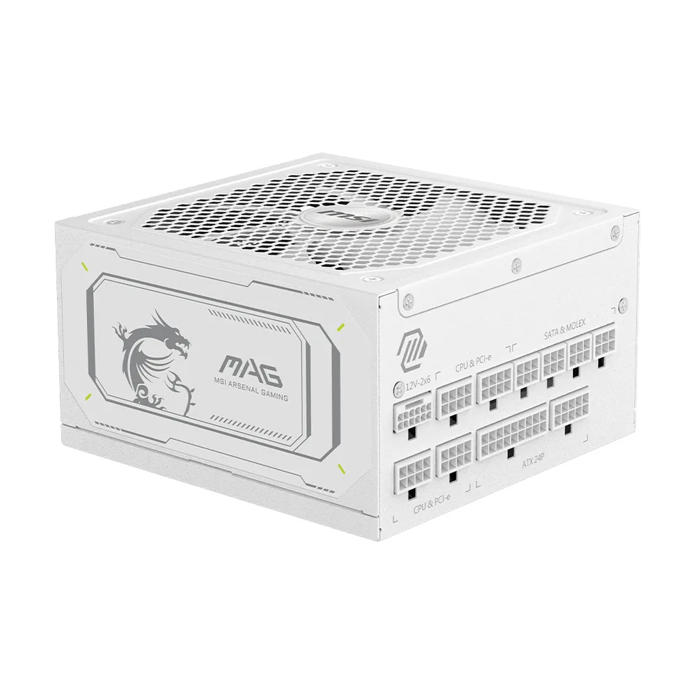 Fuente de Alimentación MSI 1000W 80 Plus Gold MAG A1000GL Modular Blanca