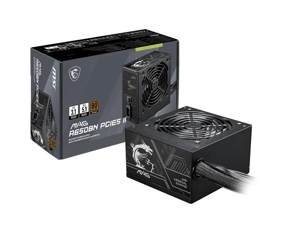 Netzteil MSI MAG A650BN PCIE5 II 650W 80 PLUS Bronze ATX Non-Modular