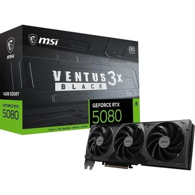 Grafikkarte MSI GeForce RTX 5080 VENTUS 3X OC BLACK 16GB GDDR7 Reflex 2 RTX AI DLSS4