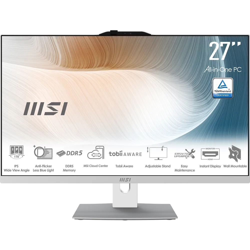 All-in-One PC MSI Modern AM272P Intel Core i7-1260P 16GB 1TB SSD Iris Xe 27" Ohne Betriebssystem Webcam