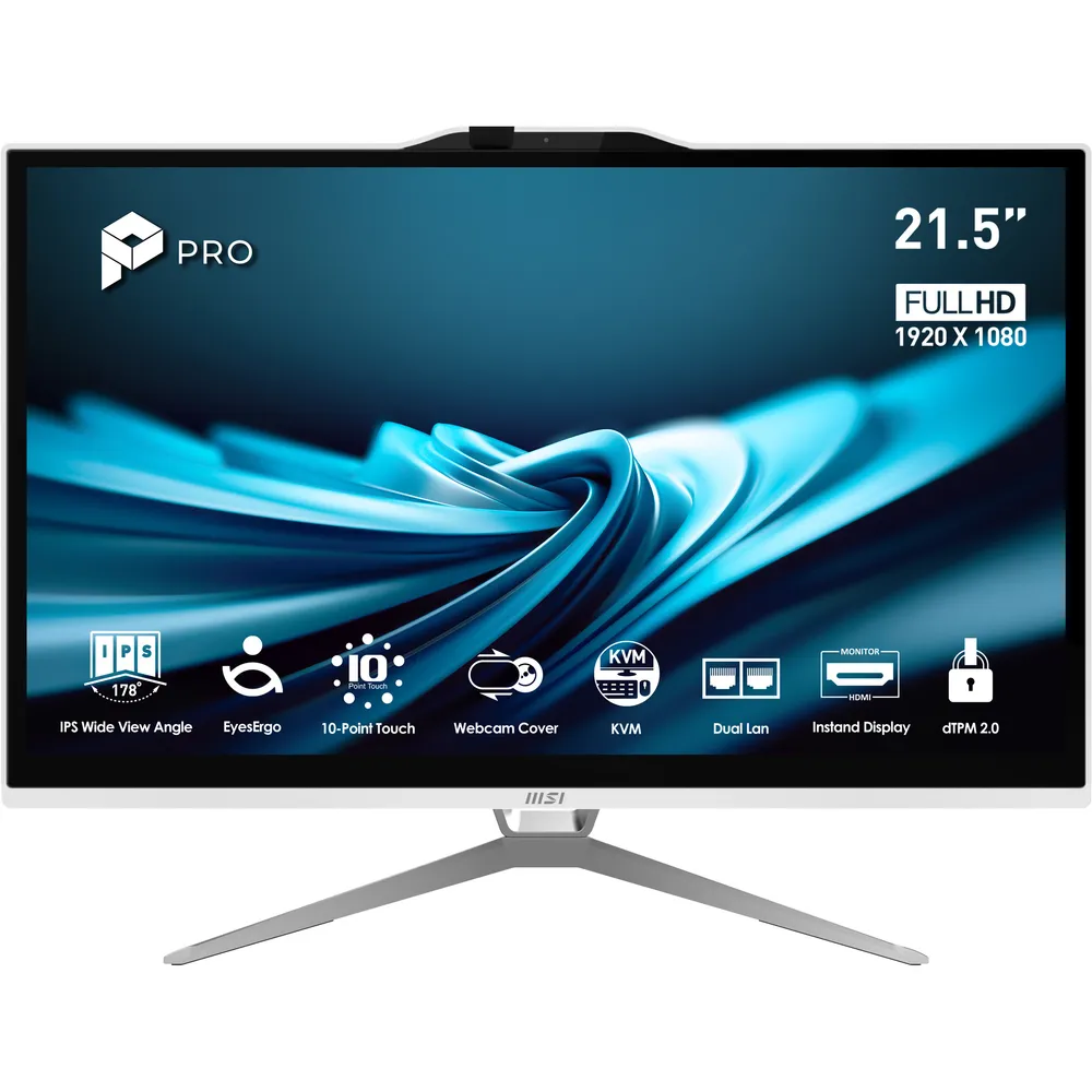 All-in-One PC MSI Pro AP222T 14MA-614EU Intel Core i3-14100 8GB 512GB SSD UHD 730 21.5" Windows 11 Home Touchscreen