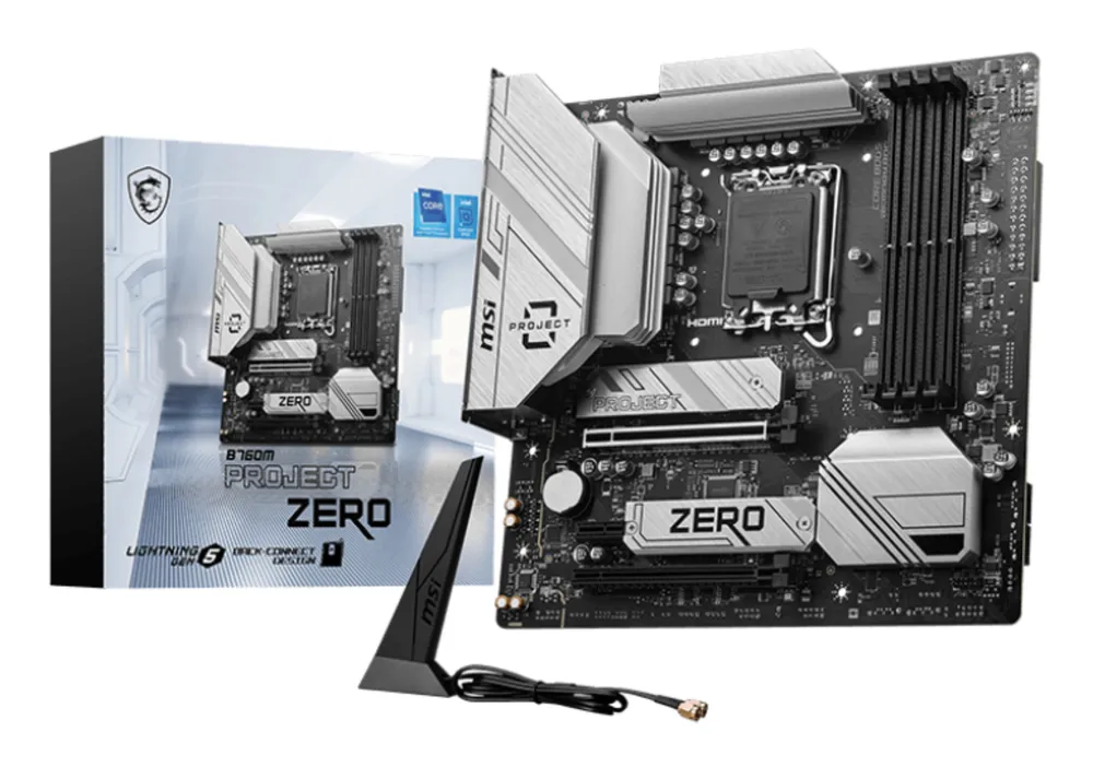 Motherboard MSI B760M PROJECT ZERO B760 LGA1700 DDR5 micro ATX WiFi 6E RGB