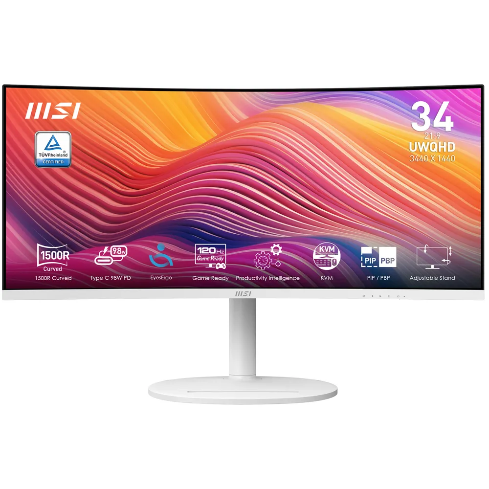 Modern MD342CQPWDE, Weiß, 34 Zoll, Curved, UWQHD, VA, 120 Hz, 4 ms