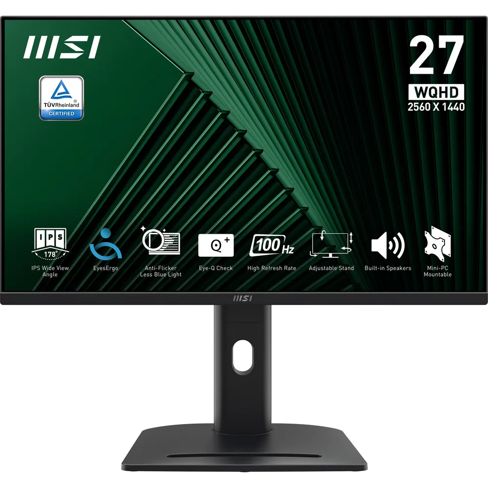 MSI PRO MP275QPG LED-Monitor (69 cm/27 ", 2560 x 1440 px, WQHD, 1 ms Reaktionszeit, 100 Hz, IPS-LED, dreh-, neig-,schwenk-, höhenverstellbar, Speaker)