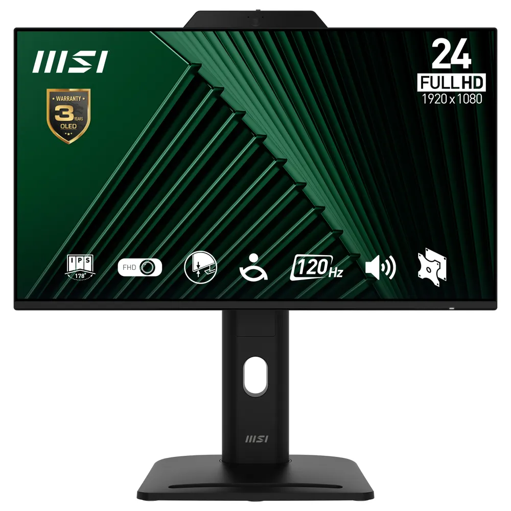 MSI Pro MP242PMG 23,8" IPS FullHD 120Hz Monitor mit USB HDMI und DisplayPort Lautsprechern und Kamera Ergonomie