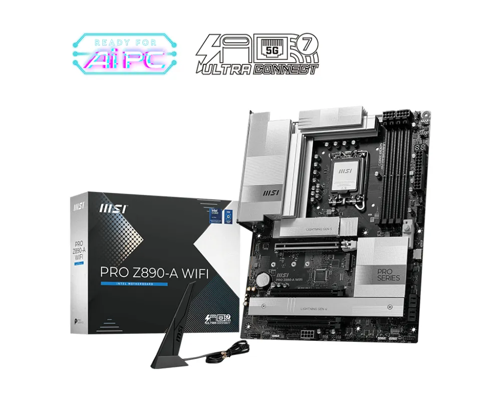 MSI Z890 ATX-Motherboard LGA 1851 PRO Z890-A WLAN DDR5 Wi-Fi 7 RAID 5GbE