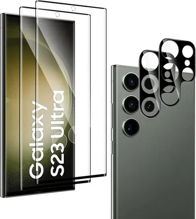 MSM Displayschutzfolie 2X 3D Schutzglas (Display + Kamera) für Samsung Galaxy S23 Ultra