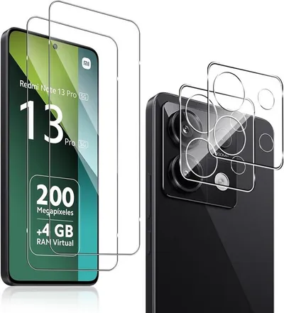 MSM Displayschutzglas 2X Schutzglas (Display + Kamera) für Xiaomi Redmi Note 13 Pro 5G