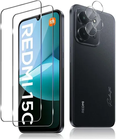 MSM Displayschutzglas 2X Schutzglas (Display + Kamera) für Xiaomi Redmi 15C 4G / 5G
