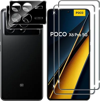 MSM Displayschutzglas 2X Schutzglas (Display + Kamera) für Xiaomi POCO X6 Pro 5G