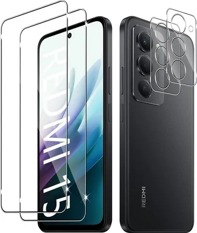 MSM Displayschutzglas 2X Schutzglas (Display + Kamera) für Xiaomi Redmi 15 Panzerfolie