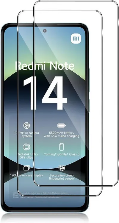 MSM Displayschutzglas 2X Schutzglas für Xiaomi Redmi Note 14 4G / 5G Panzerfolie 9H