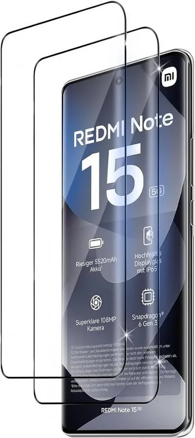 MSM Displayschutzglas 2X Schutzglas für Xiaomi Redmi Note 15 4G / 5G Display Panzerfolie 9H