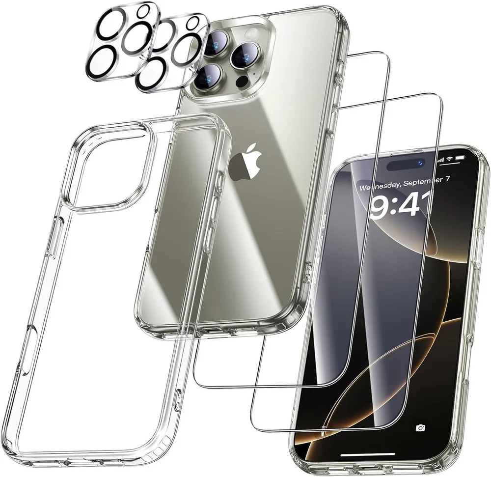MSM Displayschutzglas 5in1 Hülle für iPhone 16 Pro 2X Schutzglas 2X Kamera Panzerfolie