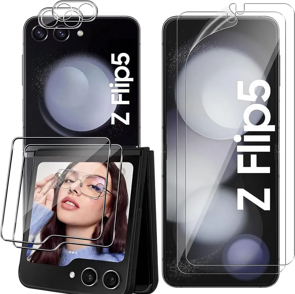 MSM Displayschutzglas 6in1 Schutzglas (Display + Kamera) für Samsung Galaxy Z Flip 5 5G