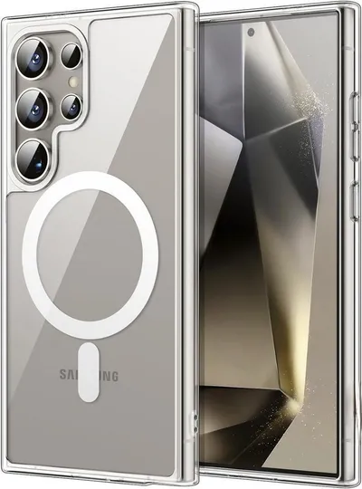 MSM Handyhülle Hülle für Samsung Galaxy S24 Ultra MagSafe Hard Case Klar