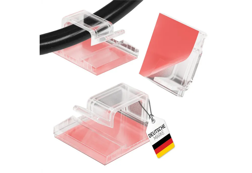 mucHome Kabelführung Kabelhalter selbstklebend 50 Stk transparent 10 Ersatzkleber, Kabelbefestigung für Lichterkette Indoor & Outdoor
