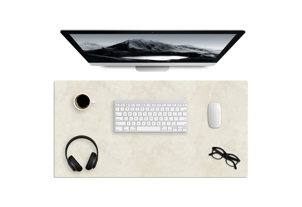 MuchoWow Gaming Mauspad Creme - Glatt - Beton (1-St), Gaming Mauspad XXL, Schreibtischunterlage, Desk Mat Groß, 80x40 cm