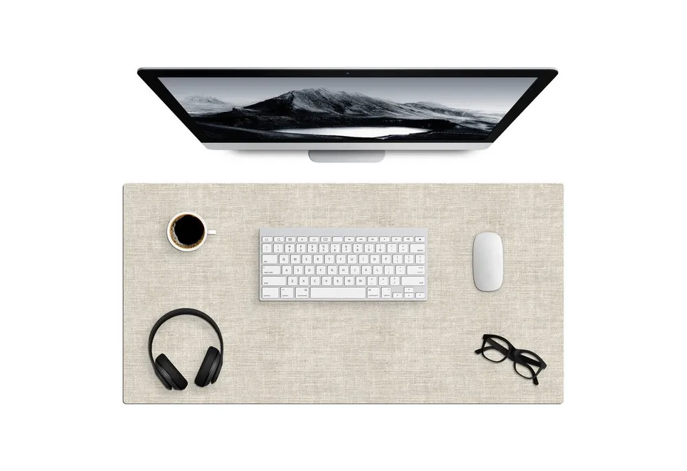 MuchoWow Gaming Mauspad Leinen - Textur - Beige (1-St), Gaming Mauspad XXL, Schreibtischunterlage, Desk Mat Groß, 80x40 cm