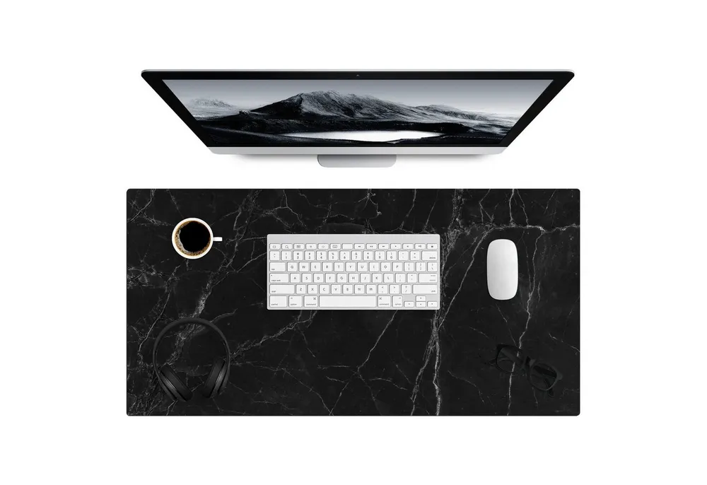 MuchoWow Gaming Mauspad Marmor - Schwarz (1-St), Gaming Mauspad XXL, Schreibtischunterlage, Desk Mat Groß, 80x40 cm