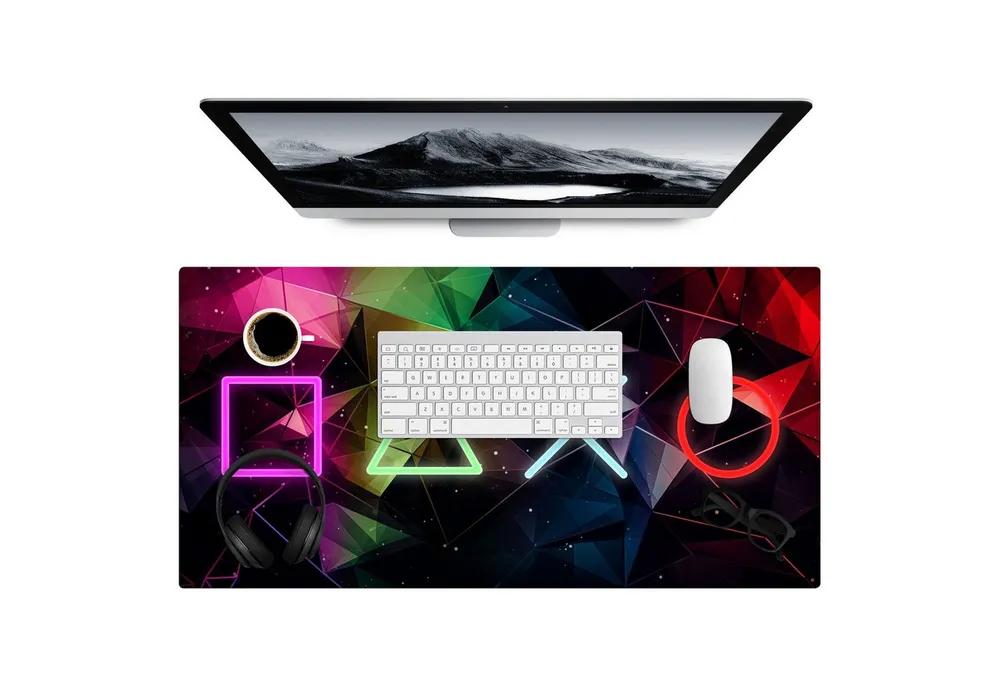 MuchoWow Gaming Mauspad Neon - Gaming (1-St), Gaming Mauspad XXL, Schreibtischunterlage, Desk Mat Groß, 80x40 cm