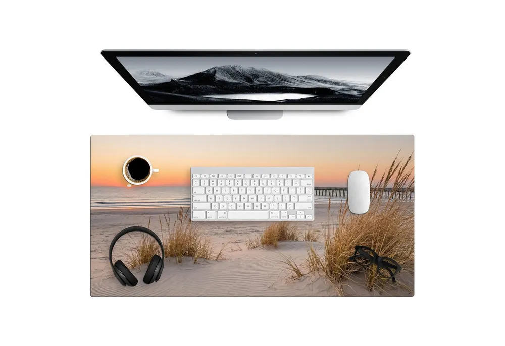 MuchoWow Gaming Mauspad Pier - Sonnenuntergang - Strand (1-St), Gaming Mauspad XXL, Schreibtischunterlage, Desk Mat Groß, 80x40 cm