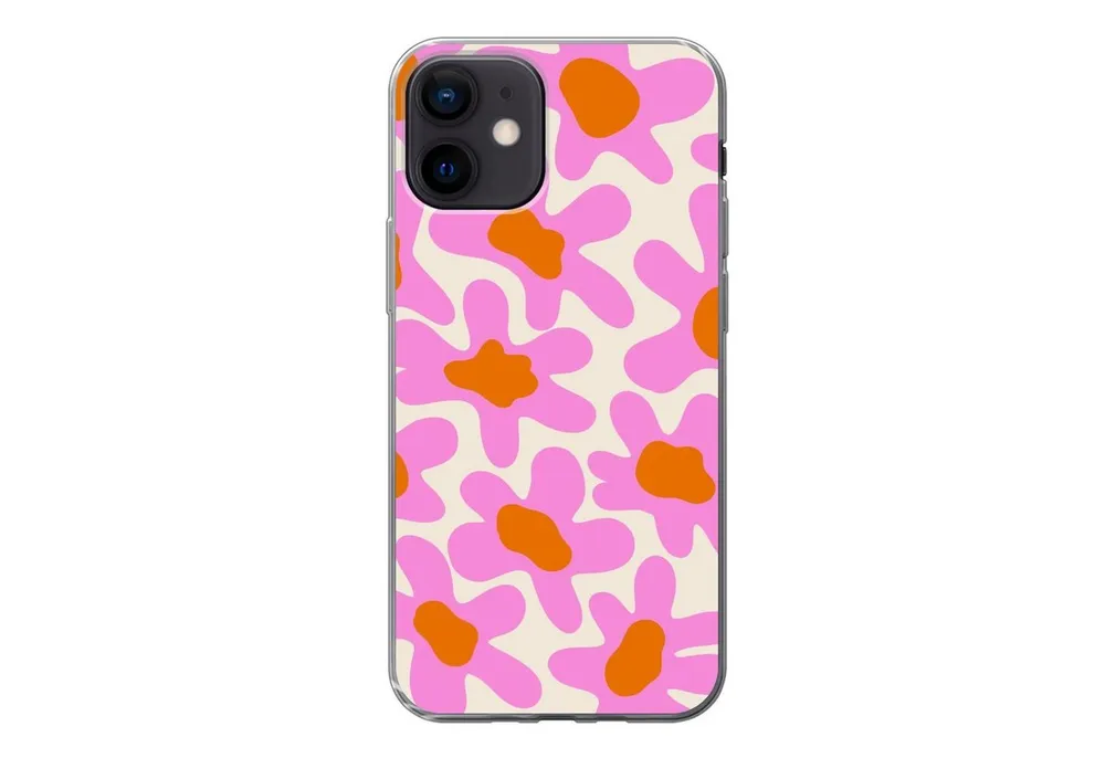 MuchoWow Handyhülle für Apple iPhone 12 Blume - Rosa - Muster, Smartphone-Bumper, Print, Handy Schutzhülle Dünn