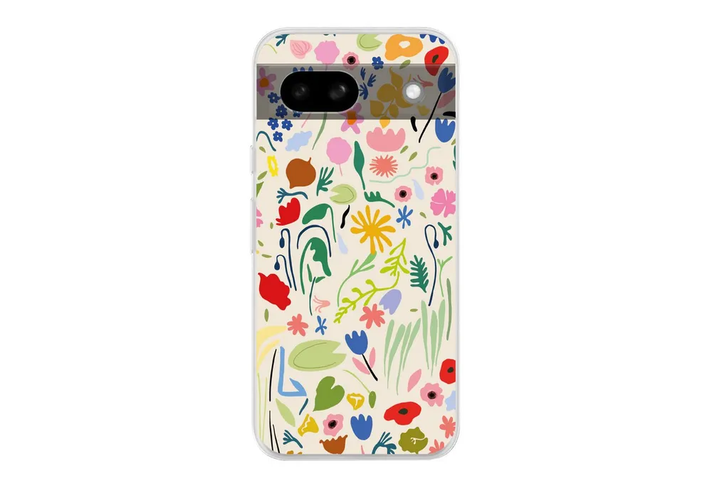 MuchoWow Handyhülle für Google Pixel 8a Blumen - Muster - Pflanzen, Phone Case, Silikon, Schutzhülle Dünn