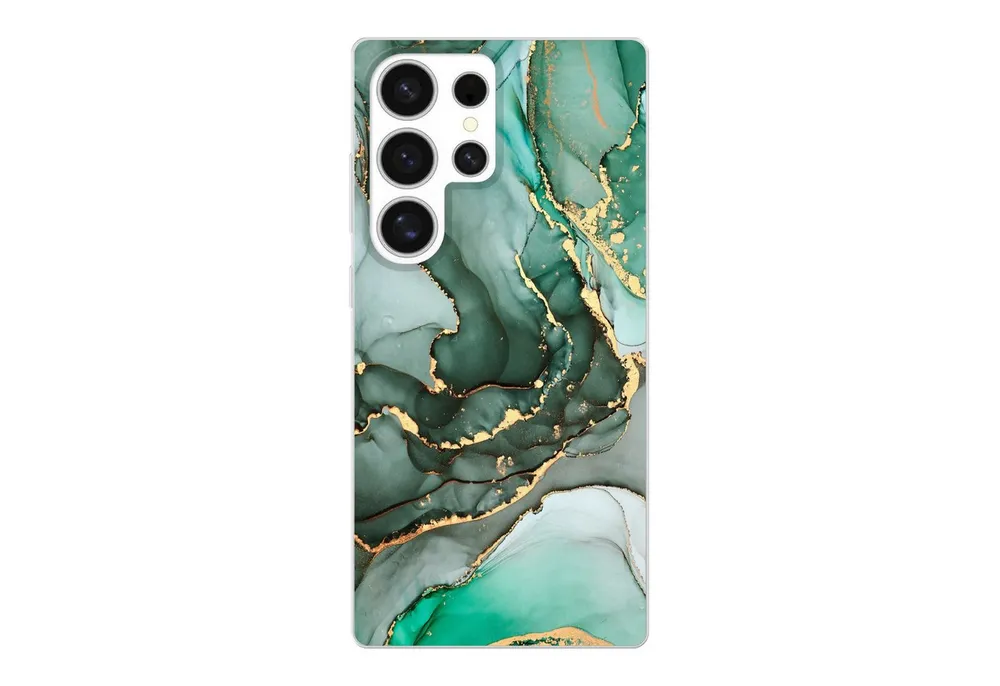 MuchoWow Handyhülle für Samsung Galaxy S25 Ultra Gold - Marmor - Grün - Luxus - Marmoropti, Phone Case, Silikon, Schutzhülle Dünn