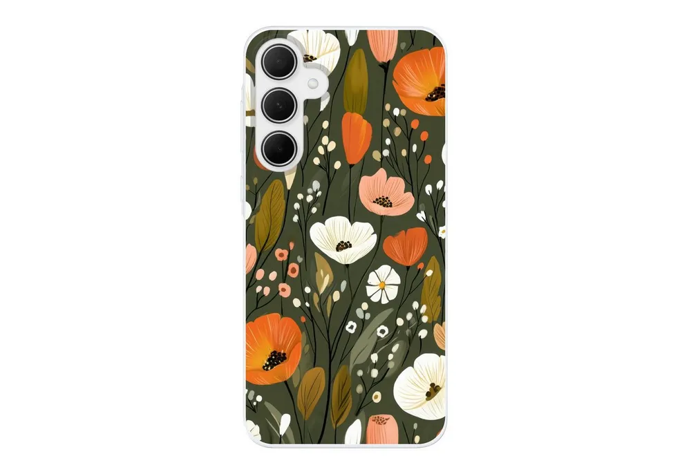 MuchoWow Handyhülle für Samsung Galaxy A35 5G Blumen - Illustration - Grün, Smartphone-Bumper, Print, Handy Schutzhülle Dünn