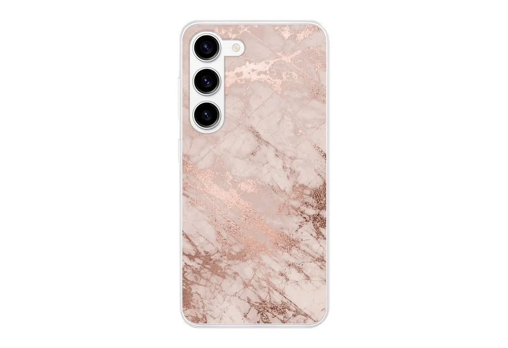 MuchoWow Handyhülle für Samsung Galaxy S23 Marmor - Rosa - Luxus - Marmoroptik - Glitzer -, Phone Case, Silikon, Schutzhülle Dünn