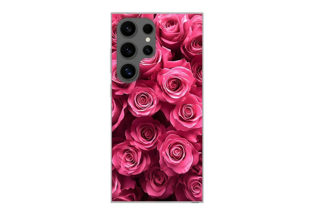 MuchoWow Handyhülle für Samsung Galaxy S24 Ultra Rosen - Rosa - Blume, Phone Case, Silikon, Schutzhülle Dünn
