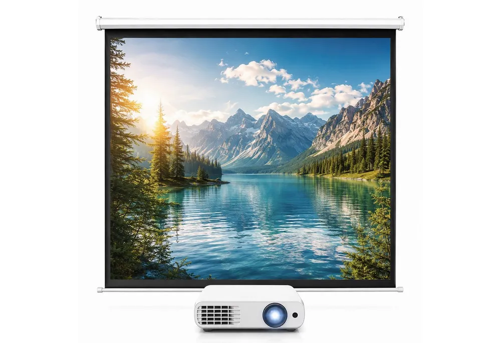 Mucola 110" Projektionsleinwand 203CM Beamerleinwand Rolloleinwand Heimkino Motorleinwand (3-Schicht Gewebetuch)