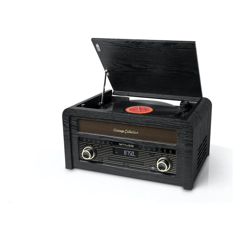 Muse MT-115W Micro-CD-System mit Plattenspieler schwarz