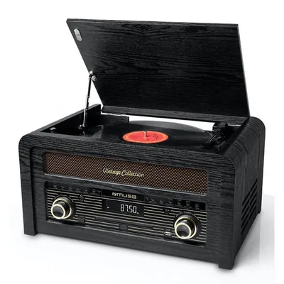 Muse MT-115W Micro-CD-System mit Plattenspieler schwarz
