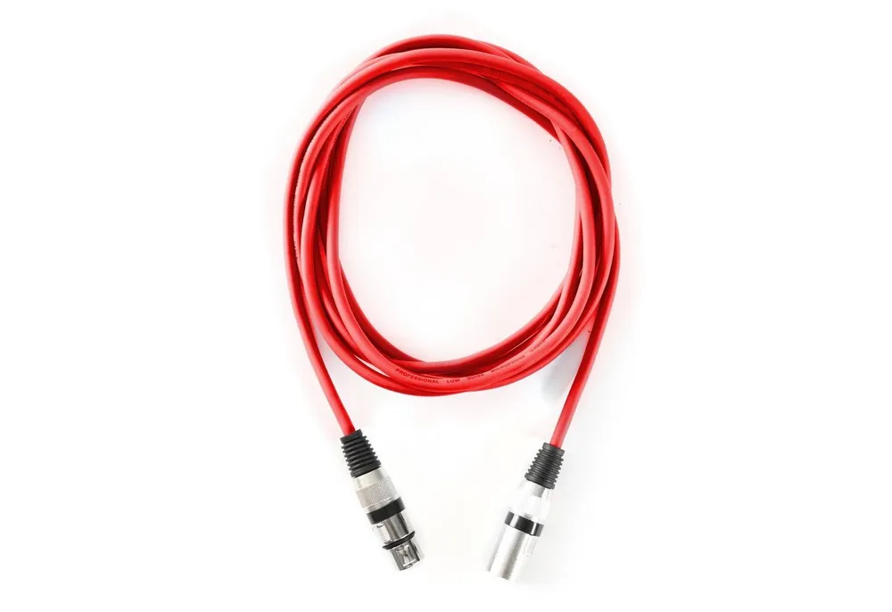 MUSIC STORE Audio-Kabel, XLR-Mikrofonkabel, 3m, Musikstudio, Rot, hochwertig, professionell