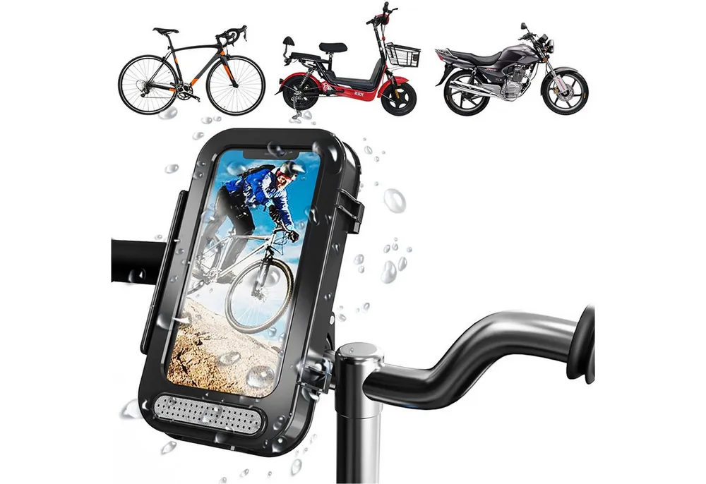 Mutig Handy-Halterung wasserdichte Motorrad Telefon Halterung Fahrrad Telefonhalterung, (bis 6.8 Zoll, 360° Drehbarer Handyhalter Universal-Lenkerinstallation, empfindlicher Touchscreen, Universal Fahrrad Handyhalterung, Für 4.7-6.8 Zoll, Smartphone,z. B. iPhone 16/15/14 Pro Max Plus)